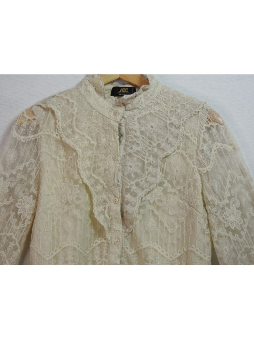 Angelic Chic Collection Lace Blouse Womens Large 36 Ivory Victorian Boho Top - Picture 11 of 15